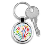 Fireworks Rainbow Flower Key Chains (Round)  Front