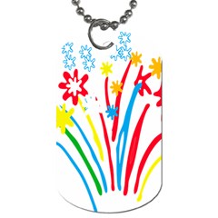 Fireworks Rainbow Flower Dog Tag (one Side) by Mariart