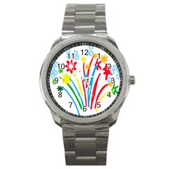 Fireworks Rainbow Flower Sport Metal Watch