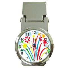 Fireworks Rainbow Flower Money Clip Watches by Mariart