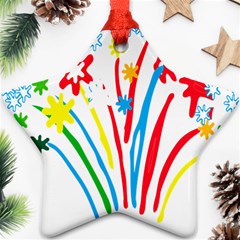 Fireworks Rainbow Flower Star Ornament (two Sides) by Mariart