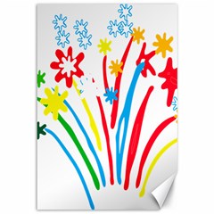 Fireworks Rainbow Flower Canvas 12  X 18   by Mariart