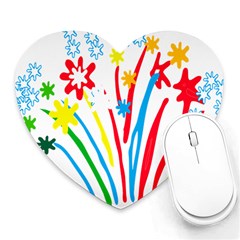 Fireworks Rainbow Flower Heart Mousepads by Mariart