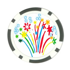 Fireworks Rainbow Flower Poker Chip Card Guard (10 Pack) by Mariart