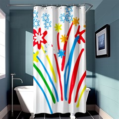 Fireworks Rainbow Flower Shower Curtain 36  X 72  (stall)  by Mariart