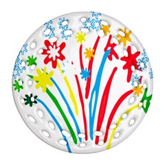 Fireworks Rainbow Flower Round Filigree Ornament (two Sides) by Mariart