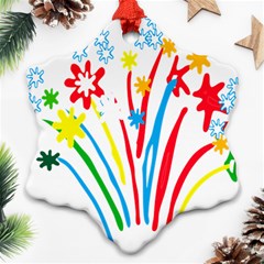 Fireworks Rainbow Flower Snowflake Ornament (two Sides) by Mariart