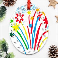 Fireworks Rainbow Flower Ornament (oval Filigree)