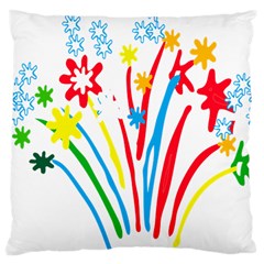 Fireworks Rainbow Flower Large Cushion Case (two Sides) by Mariart