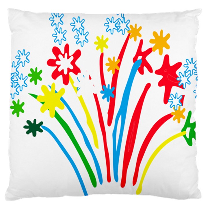 Fireworks Rainbow Flower Large Cushion Case (Two Sides)