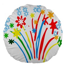 Fireworks Rainbow Flower Large 18  Premium Round Cushions