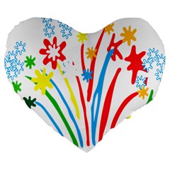 Fireworks Rainbow Flower Large 19  Premium Heart Shape Cushions