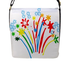 Fireworks Rainbow Flower Flap Messenger Bag (l)  by Mariart