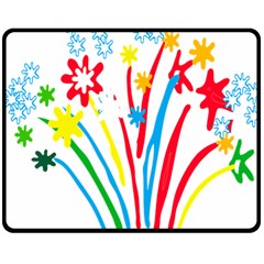 Fireworks Rainbow Flower Double Sided Fleece Blanket (medium)  by Mariart