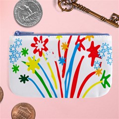 Fireworks Rainbow Flower Large Coin Purse by Mariart