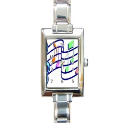 Music Note Tone Rainbow Blue Pink Greeen Sexy Rectangle Italian Charm Watch by Mariart