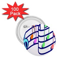 Music Note Tone Rainbow Blue Pink Greeen Sexy 1 75  Buttons (100 Pack) 