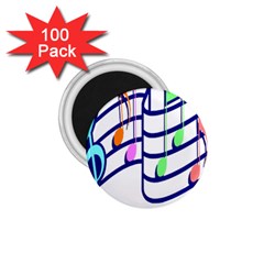 Music Note Tone Rainbow Blue Pink Greeen Sexy 1 75  Magnets (100 Pack) 