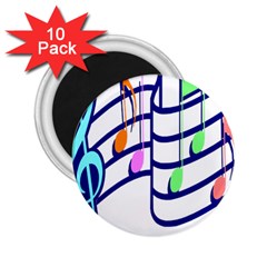 Music Note Tone Rainbow Blue Pink Greeen Sexy 2 25  Magnets (10 Pack)  by Mariart