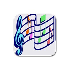 Music Note Tone Rainbow Blue Pink Greeen Sexy Rubber Square Coaster (4 Pack) 