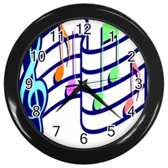 Music Note Tone Rainbow Blue Pink Greeen Sexy Wall Clocks (black) by Mariart