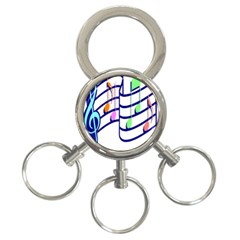 Music Note Tone Rainbow Blue Pink Greeen Sexy 3-ring Key Chains by Mariart