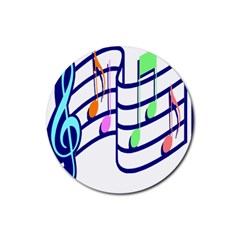 Music Note Tone Rainbow Blue Pink Greeen Sexy Rubber Coaster (round)  by Mariart