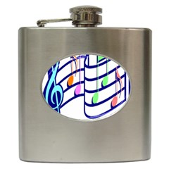 Music Note Tone Rainbow Blue Pink Greeen Sexy Hip Flask (6 Oz)