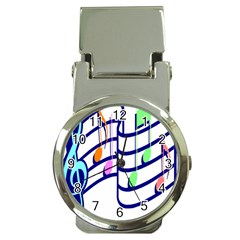 Music Note Tone Rainbow Blue Pink Greeen Sexy Money Clip Watches by Mariart