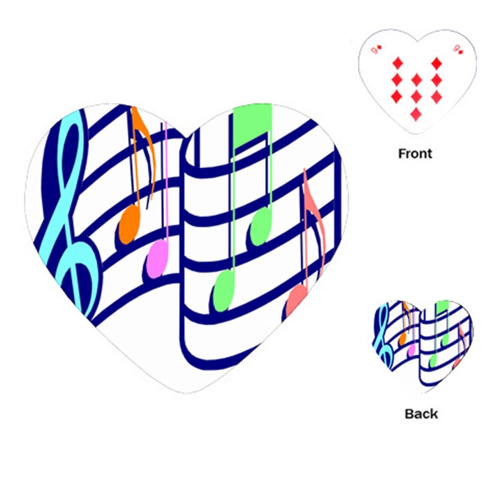 Music Note Tone Rainbow Blue Pink Greeen Sexy Playing Cards (Heart) 