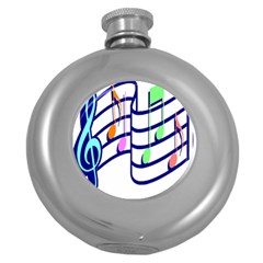 Music Note Tone Rainbow Blue Pink Greeen Sexy Round Hip Flask (5 Oz) by Mariart