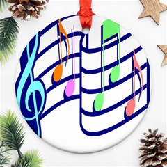 Music Note Tone Rainbow Blue Pink Greeen Sexy Round Ornament (two Sides) by Mariart