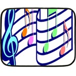 Music Note Tone Rainbow Blue Pink Greeen Sexy Double Sided Fleece Blanket (Mini)  35 x27  Blanket Back