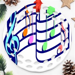 Music Note Tone Rainbow Blue Pink Greeen Sexy Round Filigree Ornament (two Sides) by Mariart