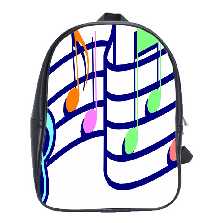 Music Note Tone Rainbow Blue Pink Greeen Sexy School Bag (XL)