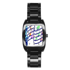 Music Note Tone Rainbow Blue Pink Greeen Sexy Stainless Steel Barrel Watch