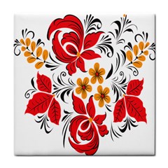 Flower Red Rose Star Floral Yellow Black Leaf Tile Coasters