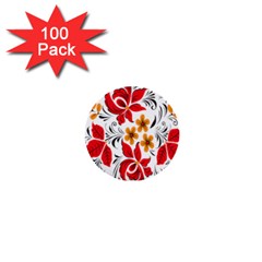 Flower Red Rose Star Floral Yellow Black Leaf 1  Mini Buttons (100 Pack) 