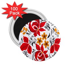 Flower Red Rose Star Floral Yellow Black Leaf 2 25  Magnets (100 Pack)  by Mariart