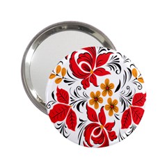 Flower Red Rose Star Floral Yellow Black Leaf 2 25  Handbag Mirrors