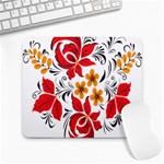 Flower Red Rose Star Floral Yellow Black Leaf Large Mousepads Front