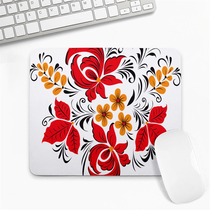 Flower Red Rose Star Floral Yellow Black Leaf Large Mousepads