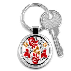 Flower Red Rose Star Floral Yellow Black Leaf Key Chains (round) 