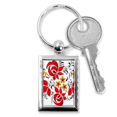 Flower Red Rose Star Floral Yellow Black Leaf Key Chains (rectangle) 