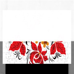 Flower Red Rose Star Floral Yellow Black Leaf Rectangular Jigsaw Puzzl by Mariart