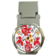 Flower Red Rose Star Floral Yellow Black Leaf Money Clip Watches by Mariart