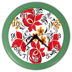 Flower Red Rose Star Floral Yellow Black Leaf Color Wall Clocks