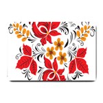 Flower Red Rose Star Floral Yellow Black Leaf Small Doormat  24 x16  Door Mat