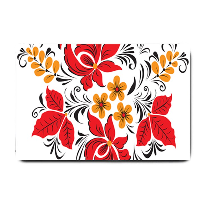 Flower Red Rose Star Floral Yellow Black Leaf Small Doormat 