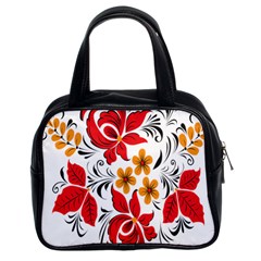 Flower Red Rose Star Floral Yellow Black Leaf Classic Handbags (2 Sides)